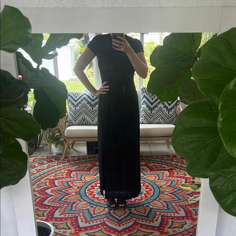 Loft Black Maxi Dress with Slit Size Small
